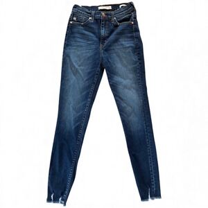 Kancan Premier Women's Size 26 High Rise Skinny Jeans Distressed Raw Hem Dk Wash